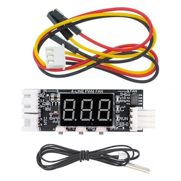 12V PWM 4-leder vifte temperaturkontroll hastighetskontroller chassis støyreduksjonsmodul støtte vifte Black