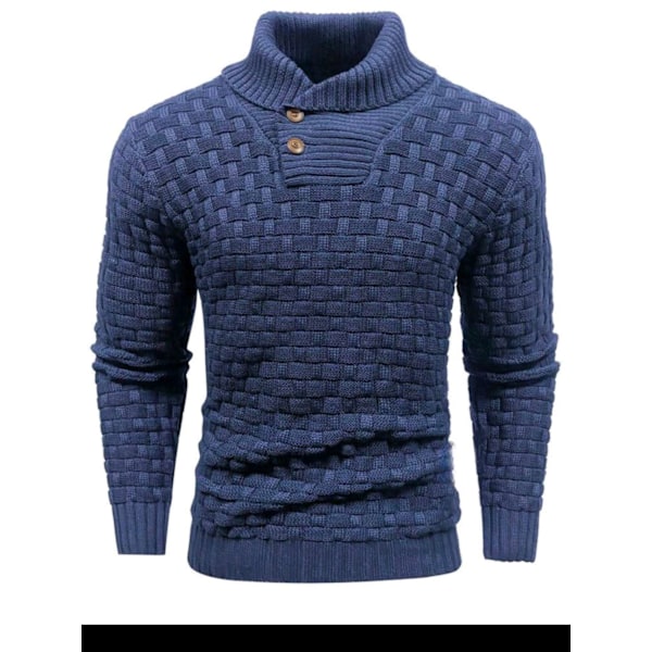 Hettegenser for menn Amazon strikket genser mote rund hals slim fit genser menns klær Navy blue L