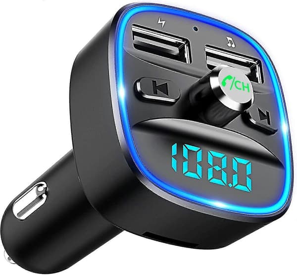 T25 Billader Spenningsdeteksjon FM-sender Håndfri Telefon Bil Bluetooth Mp3-spiller