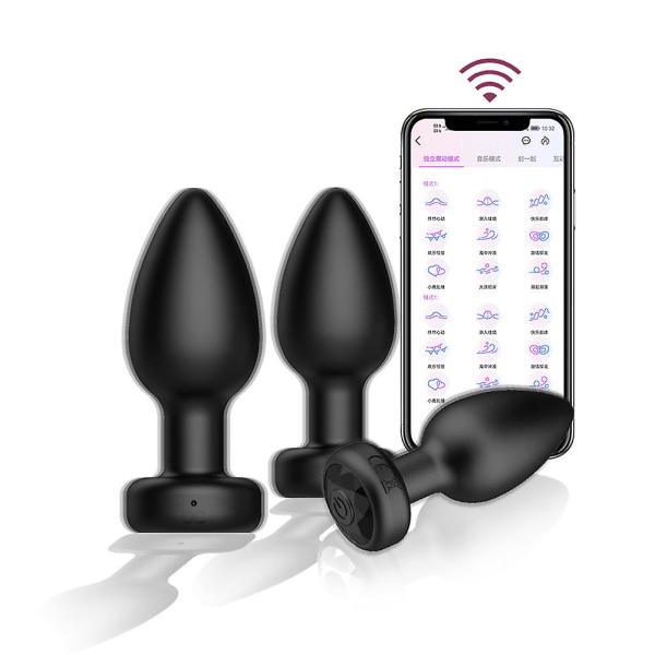 Æggeformet silikone fjernbetjening Anal-stik Elektrisk letvægts analtræner til soveværelse Black App Style
