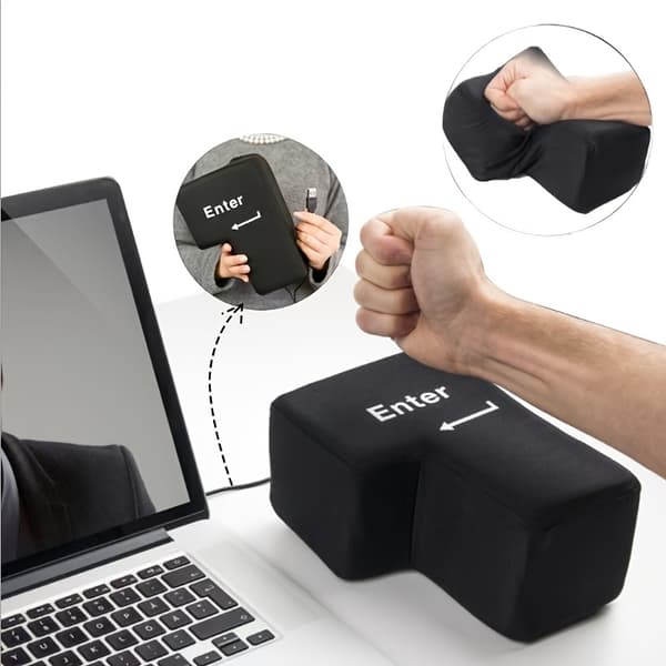 Kjempe Enter-tast pute, Stress Relief Desktop Tool Black