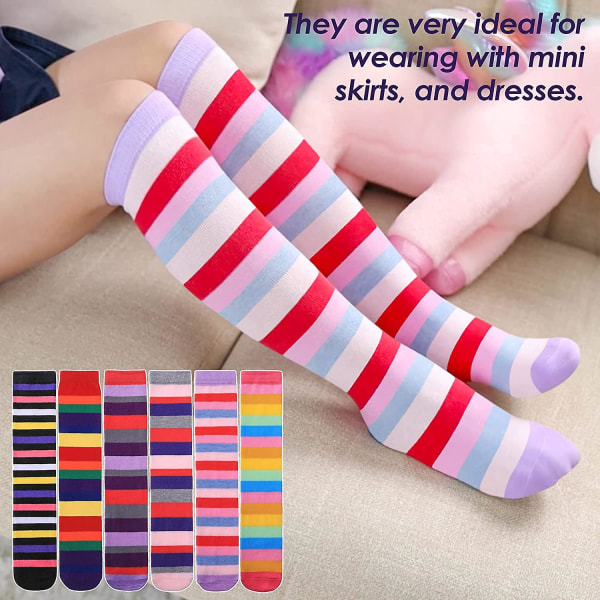 3-12 år gamle jenter Knehøye sokker Barn Søt Galt morsomt dyremønster lang støvel Rainbow Socks