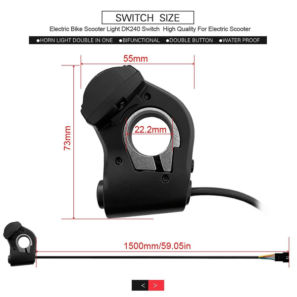DK240 3-i-1 Elcykelhornknapp Elcykel Scooter Huvudljusknapp Signaler Horn PÅ/AV-knapp