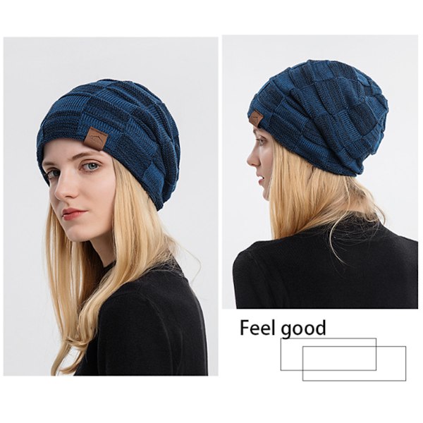 Huer til mænd og kvinder, vinter varm beanie strikket løs tyk hovedbeklædning, uld strikket hue varm pullover hue