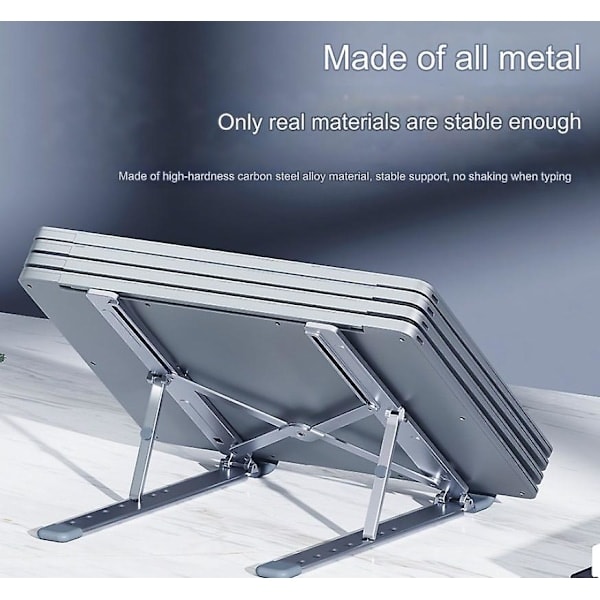 1 stk. Aluminium Laptop Stand, Bærbar Laptop Stand, Laptop Stand, Laptop Bordstand, Computer Base