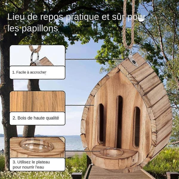 Garten-Habitat Sommerfuglehus Træ Foder- og Redeplads til Sommerfugle Naturligt Levested Vinter Dekoration