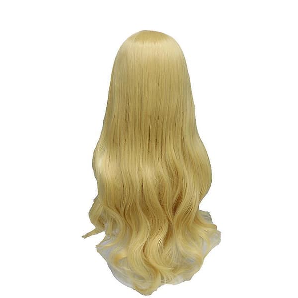 Mode Lång Vågig Lockig Peruk Cosplay - Gul (75cm), CJY