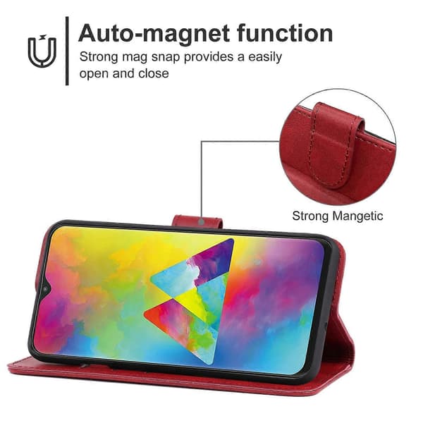 Til Samsung Galaxy M20 Læder Telefoncover Red