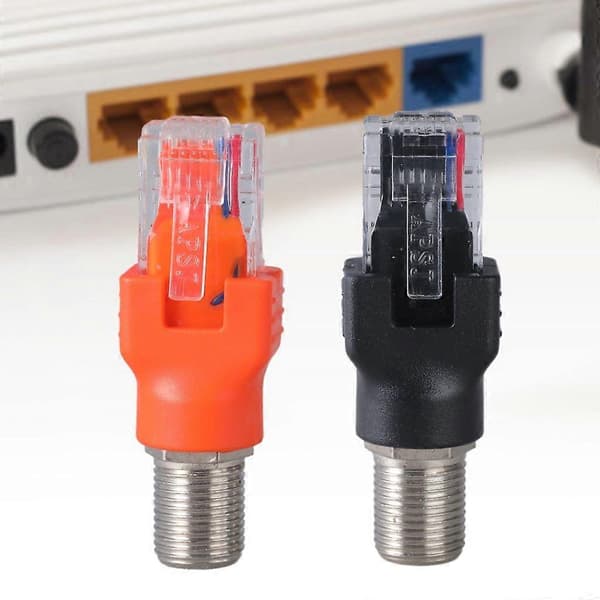 RF til RJ45-konvertere RJ45 til RF-stik Koaksiale lige stik F til RJ45 Black