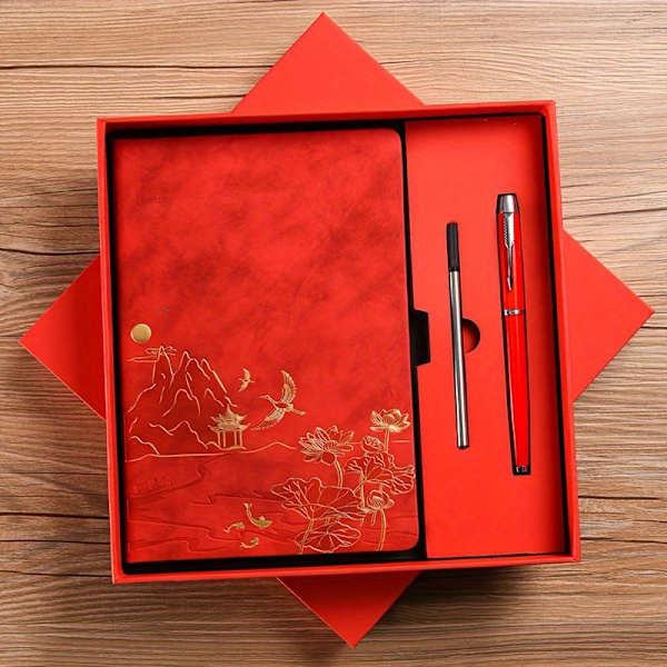 1 stk. Notesblok Sæt Pen + Refill A5 Arbejdsnotesbog Gaveæske SortCJY Blue Gift Box Set Model
