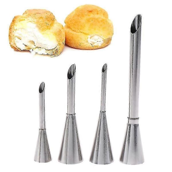 4st Eclair Puff Munstycken Cupcake Fyllningsrör Bakverk Spruta Gräddspritsmunstycken Shytmv cy