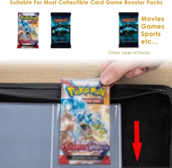 Booster Pack -kansio, johon mahtuu 48 Booster Pack -pakkausta, 4-taskuinen Booster Pack -pidike 12 taskulla, näytönsuoja