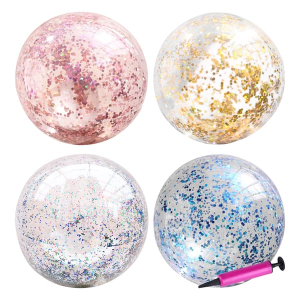 4-pak 16-tommer oppustelige glitter badebolde konfetti badeboldeCJY