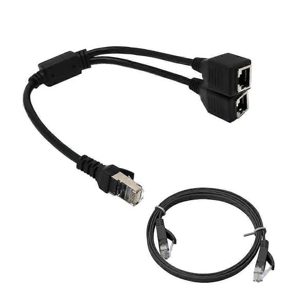 1 til 2 stik LAN Ethernet netværksstik splitteradapter med LAN-kabel CJY