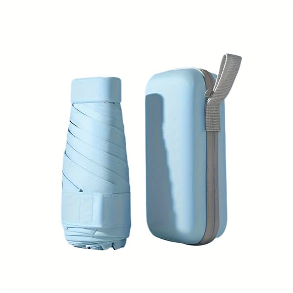 Flat 60% fold mini svart plast solparaply for kvinner high-end solparaply-CJY Blue One Size