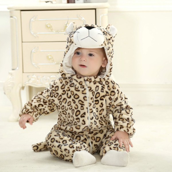 Ca Toddler's Dinosaur Kostume Børn Sød Hættetrøje Onesie Dyrekostume Halloween_s Leopard 6-12 Months