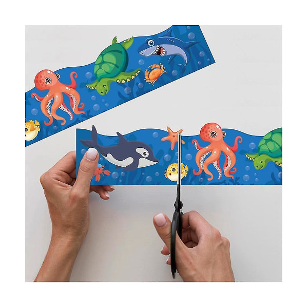 1 Roll Borders Stickers, Ocean Animal Board Borders, För att dekorera anslagstavlor,väggar,,fönster,doo