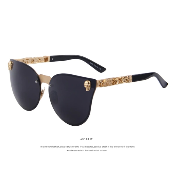 MERRYS Mode Dam Gotiska Glasögon Skalle Ram Metallskalmar Oculos de sol UV4 C01 Black
