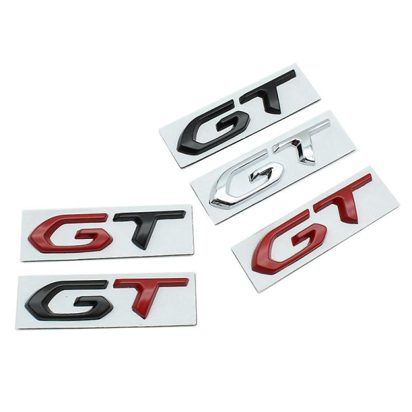 Otwoo 3d metallogo Gt-bogstaver bilkoffert-emblem-mærkat til Peugeot 208 308 3008 207 508 5008 408 Gt Line Sticker-tilbehør GT Line Black