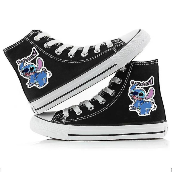 Disney Cartoon Stitch New Couple korkeat kangaskengät pojille ja tytöille Black2 37