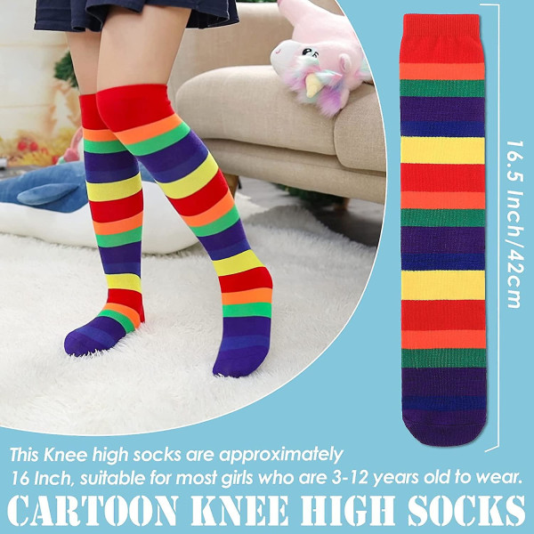 3-12 år gamle jenter Knehøye sokker Barn Søt Galt morsomt dyremønster lang støvel Rainbow Socks