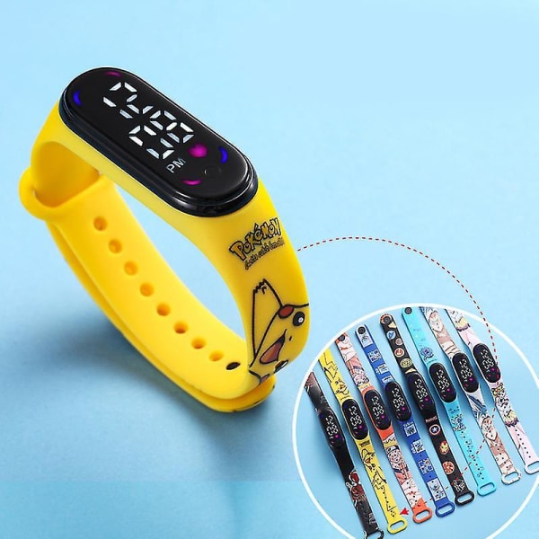 Led-sarjakuva lasten vedenpitävä elektroninen watch Opiskelijoiden watch Yellow Pikachu