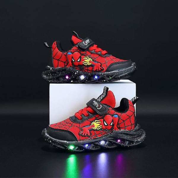 Boys Led Casual Sneakers Spiderman Outdoor Shoes Kids Light-up Non-slip Shoes For Spring And Autumn