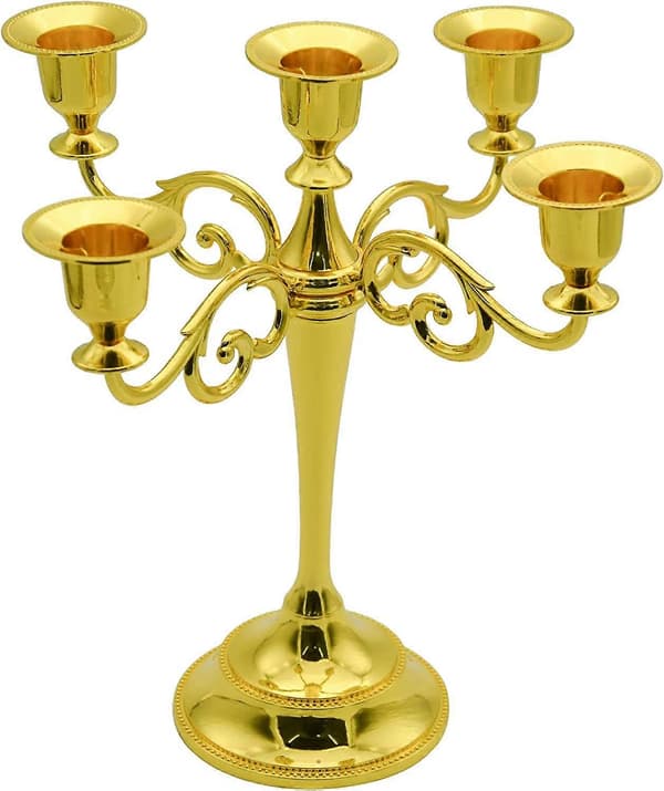5-ljus metallkandelaber 27 cm (guld)