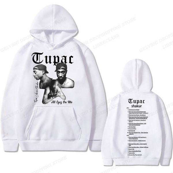 Tupac 2pac Hettegenser Herre Kvinner Mote Hettegensere Barn Hip Hop Hettegensere Kvinner Svetter Gutt Kåper Rapper Svetter Shakur Treningsdresser Punk XXL 2DF504994-WHITE