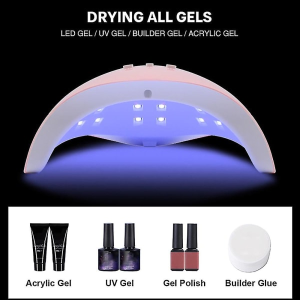 54w UV-LED-lamppu 18kpl Leds-kynsienkuivauslamppu kaikentyyppisten kynsigeelien kovettamiseen -gt- nail art