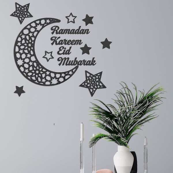 Ramadan Kareem Tarrat Koristeet Seinä Eid Mubarakin Sisustuskyltti Makuuhuoneen etuhuoneen puolikuun kristalli