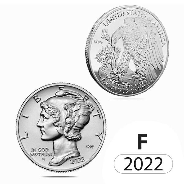 Forgyldt samleobjekt Statue Liberty Souvenir Usa Coin Collection Gave curly silver