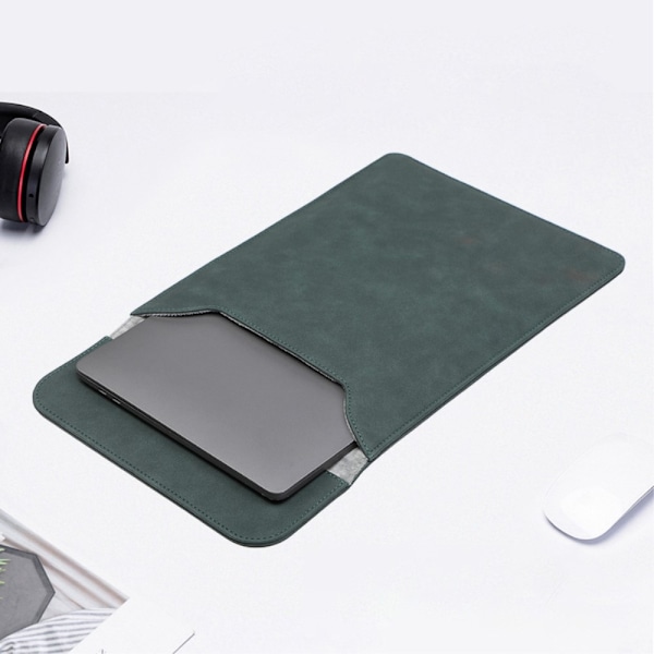 13-14\" Nubuck Läder Vertikal Laptopväska Matt Svart 280