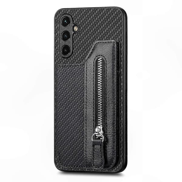 Läder PC TPU Plånboksfodral med dragkedja för Galaxy A35 5G Smartphonefodral Skydd
