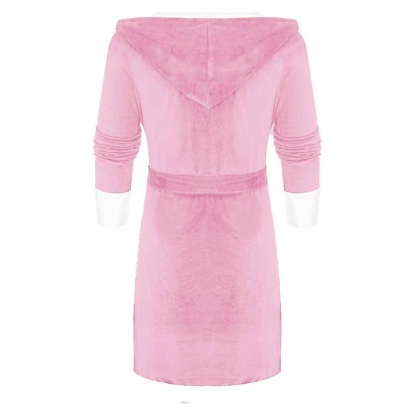 Kvinder Sherpa fleece badekåbe Blød morgenkåbe hætte fluffy towling badekåbe høj kvalitet Pink 2XL