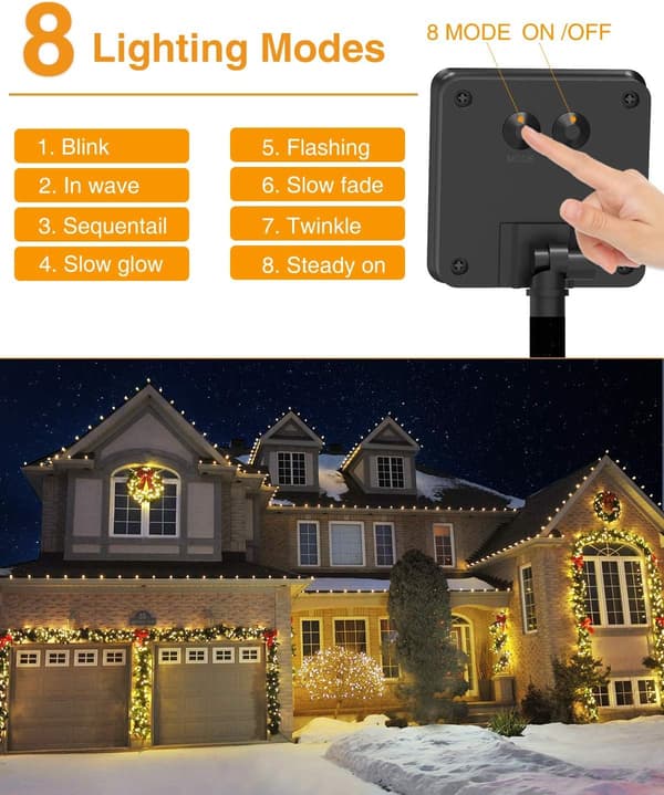(10m 100 LED, varm farve) Solcelle lyskæde udendørs, solenergi, CJY