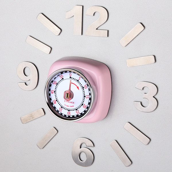 Magnetisk Retro Køkkenur (Pink), Klassisk Mekanisk Madlavning