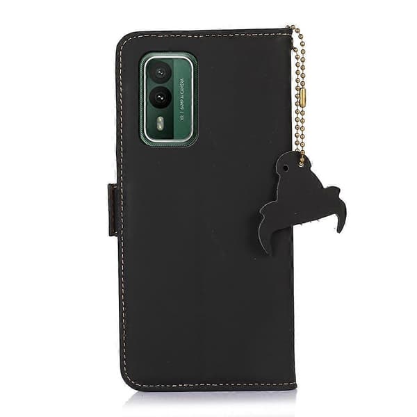 Til Nokia XR21 Læder Magnetisk RFID Læder Telefoncover Black