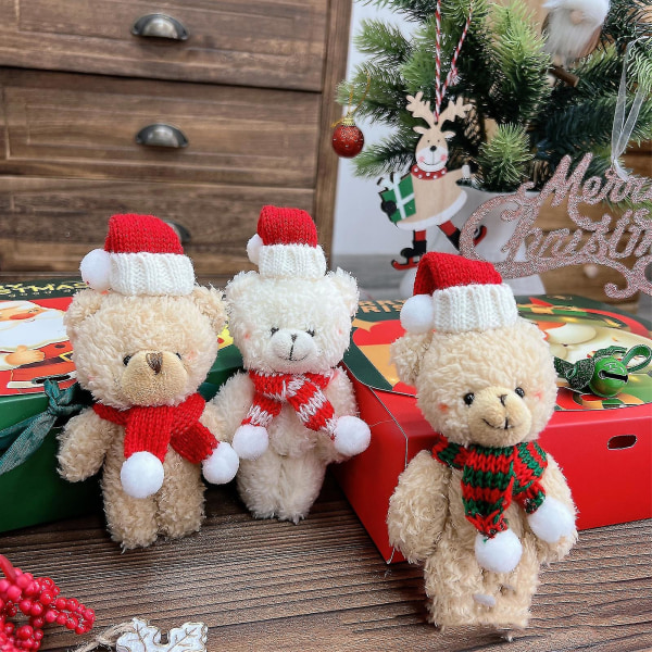 Mini jul plysch björnar docka små björn leksaker fyllda liten mjuk björn docka leksak, 100% ny