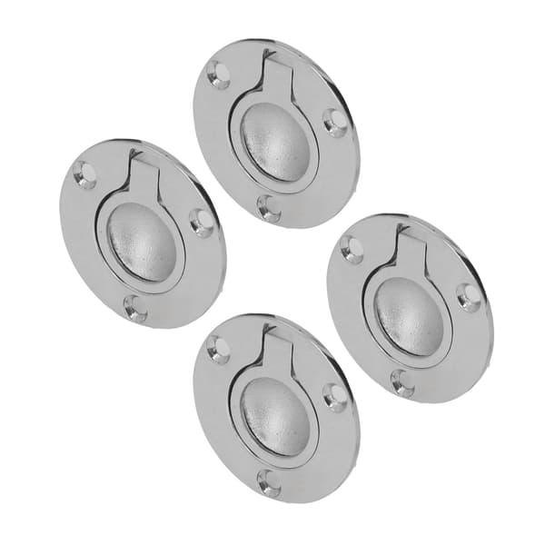 4 pcs M5 Flush Ring Pull Round Durable Stainless Steel Marine Deck Boat Round Deck Recessed Handle Glow