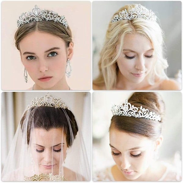 Makone Tiara Krystal Krone med Rhinestone Kam til Brudekrone, Bryllup, Galla, Skønhedskonkurrence, Prinsessefester, Bryllupstiara, Tiara til Børn, Prinsesse