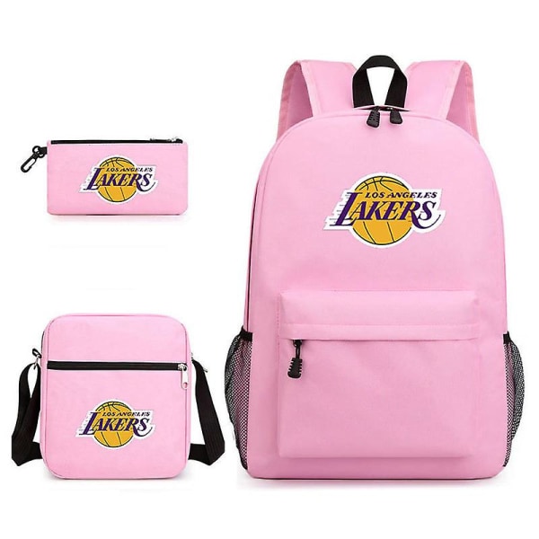 Tredelt skoletaske Lakers-trykt Pencil Bag Skuldertaske pink Single shoulder bag