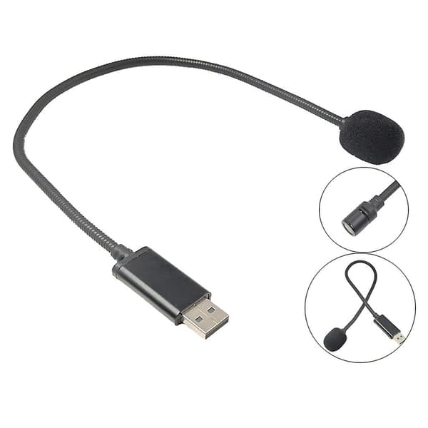 Mini USB-mikrofon for bærbar og stasjonær datamaskin med svanehals for PC
