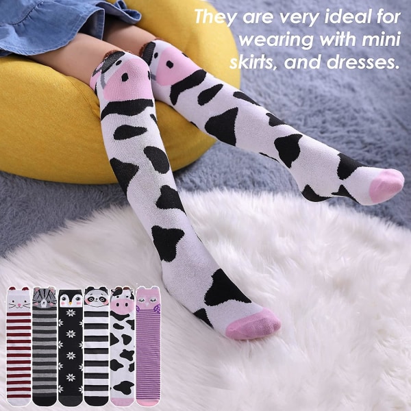 3-12 år gamle jenter Knehøye sokker Barn Søt Galt morsomt dyremønster lang støvel Cute Animal Socks