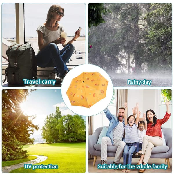 Rib Folding Travel Umbrella, Auto Open and Close Button, UV Resistant Umbrella with Ergonomic Handle