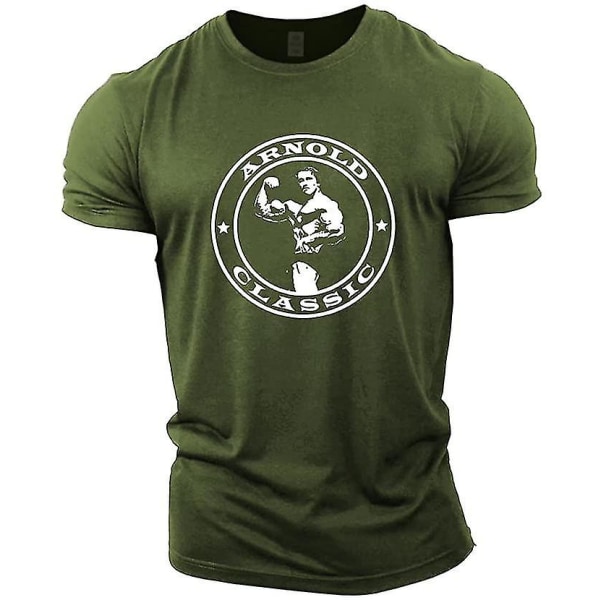 Bodybuilding T-shirt för män - Arnold Classic - Gym Training Top Green M