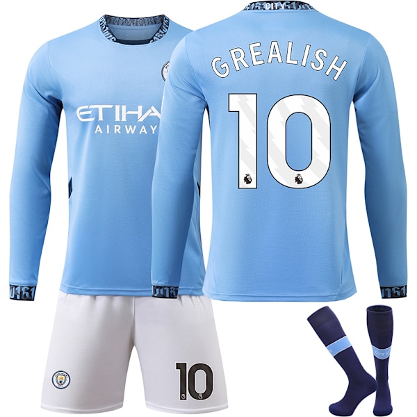 Manchester City Hemma Långärmad Fotbollströja Barn - Storlek 24-25 No.10 Grealish No.10 Grealish L