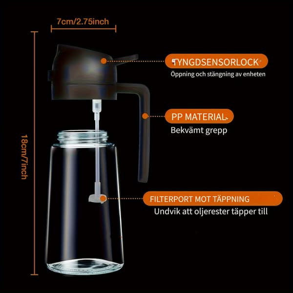 2-i-1 portabel oljeflaske, 470ml, matlaging Grön