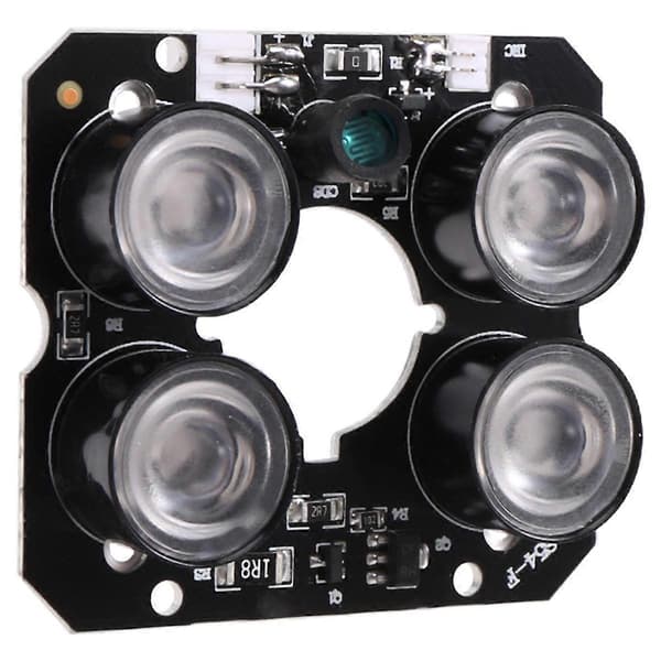 4-array IR LED-spotlight Infrarød 4x IR LED-kort for CCTV-kameraer nattsyn (52 mm diameter) black  gray