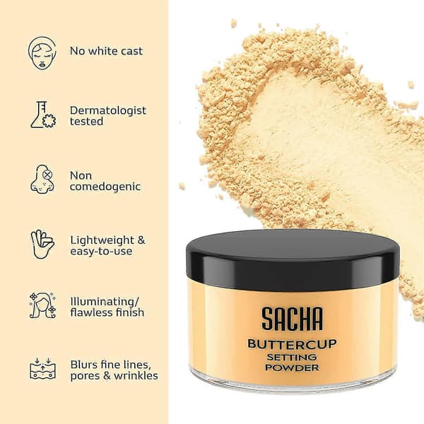 2 st Sacha Buttercup Setting Powder - Fint Malet Och Blixtvänlig